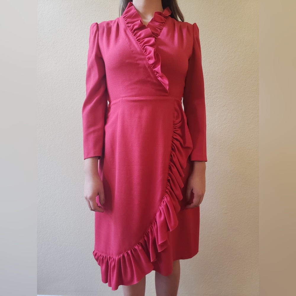 Vintage red ruffle dress